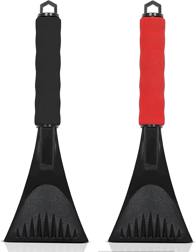 EcoNour Windshield Ice Scraper for Car | 2 Pack Scraper to Remove Snow, Frost, and Ice | Ice Crusher for Car Window with Foam Handle for Perfect Grip | Ice Removal Accessories
