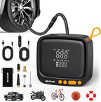 NEXPOW Tire Inflator Portable Air Compressor, 180 PSI Cordless Air Pump for Car Tires with Digital Pressure Gauge & Auto Shut-Off, Air Compressor Portable for Car, Motorcycle, Bicycle, Ball, Orange