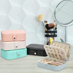Travel Jewelry Box, PU leather Small Jewelry Organizer For Female Girls, double layer portable mini travel case for storing e