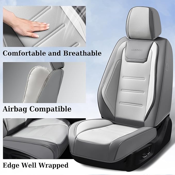 Coverado Car Seat Covers, Front Covers for Cars, Car Seat Cover Front Seats, Automotive Seat Cover, Waterproof, Leather Car S