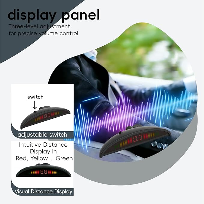 Parking Sensor Kit Backup Sensor Kit Reverse Sensor for Car 18 Color Options for Probes Adjustable Alarm Volume Professional 