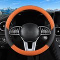Car Leather Steering Wheel Cover - Panapi Material, Universal 14.5-15 Inch Leather Anti-Slip Breathable Auto Steering Wheel C