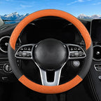 Car Leather Steering Wheel Cover - Panapi Material, Universal 14.5-15 Inch Leather Anti-Slip Breathable Auto Steering Wheel C
