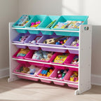 Humble Crew Supersized Toy Storage Organizer with 16 Removable Bins, White/Blue/Pink/Purple – Large Toy Storage for Toddlers 