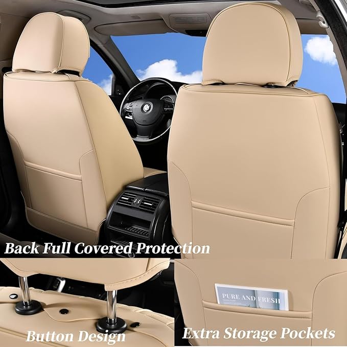 Coverado 9912 Car Seat Covers Full Set, Front Seat Cover and Back Seat Covers for Cars, Faux Leather Waterproof Seat Covers, 