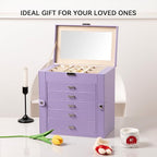 Frebeauty Large Jewelry Box,6-Tier PU Leather Jewelry Organizer,Multi-functional Storage Case with Mirror,Accessories Holder 