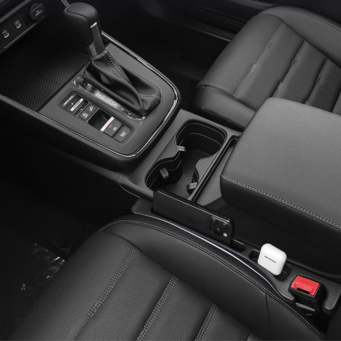 Pukonger Car Seat Gap Filler Compatible with Honda CR-V CRV Accessories Seat Gap Plug Blocker with Storage Slot Organizer Non-Slip Car Cup Holder Coaster 2 Pack Black