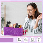 Jetec Acrylic Glitter Pen Holder 4 Compartments Bling Makeup Brush Stationery Organizer Pencil Holder for Desk Accessories Sp