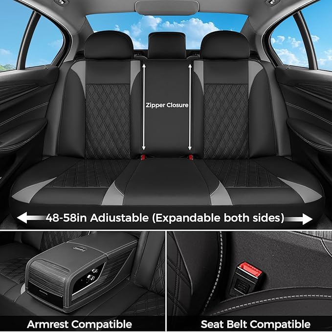 FLORICH Seat Covers, Car Seat Covers Full Set, Waterproof Leather Car Seat Protector, Front and Rear Seat Covers for Cars, Au