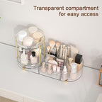 Makeup Organizer Countertop for Vanity, Rotating Perfume Tray with 5-compartment Cosmetic and Skincare Organizers, Multi-Purp
