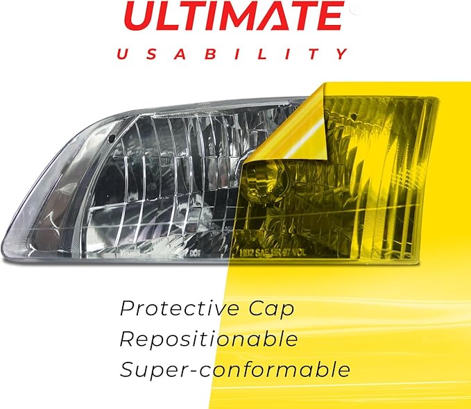 VViViD+ Ultimate Headlight Taillight Tint Vinyl Wrap (16" x 10ft, Yellow Tint)