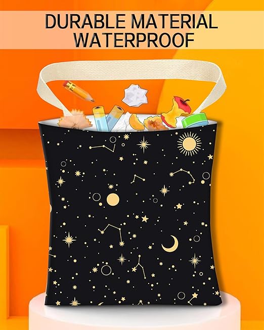 Car Trash Can, Durable Hanging Car Trash Garbage Bag, Cute Automotive Garbage Cans Organizer, Cute Golden Moon Star