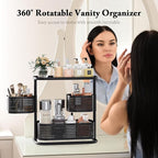 3 Tier Bathroom Counter Organizer, Rotating Countertop Vanity Storage Cabinet with Standing Shelf, Cosmetic Holder for Skinca