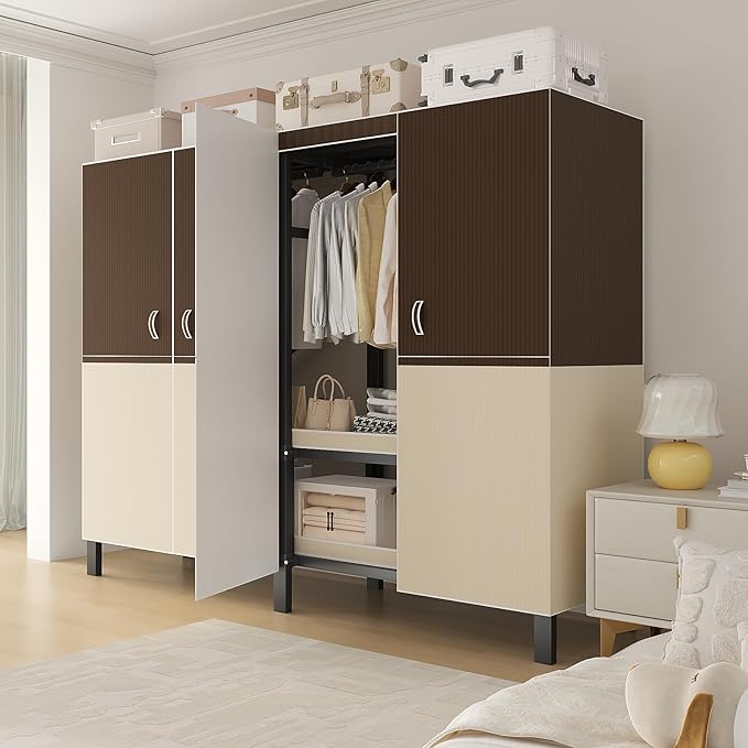 Large Portable Closets for Hanging Clothes | Heavy Duty Clothes Rack with Cover Foldable | Max Load 1000LBS Portable Wardrobe