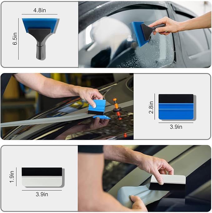 9 Pcs Vehicle Car Window Tint Application Tools Kit Glass Protective Film Installing Tool Car Window Film Squeegee Auto Vinyl Wrap Installation Kit for Vinyl (9)