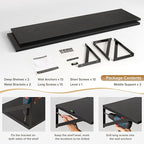 Deep Floating Shelves Wall Mounted, 48"x12" Black Wall Shelves with Brackets Set of 2 for Bedroom, Living Room, Bathroom, Kit