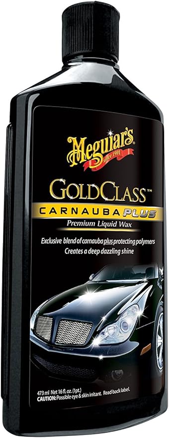 Meguiar's Gold Class Carnauba Plus Premium Liquid Wax Kit, Car Detailing Kit with a Pure Carnauba Wax Blend and a Foam Applicator Pad for Keeping Glossy Paint Protected Like a Pro, 16 Oz Bottle