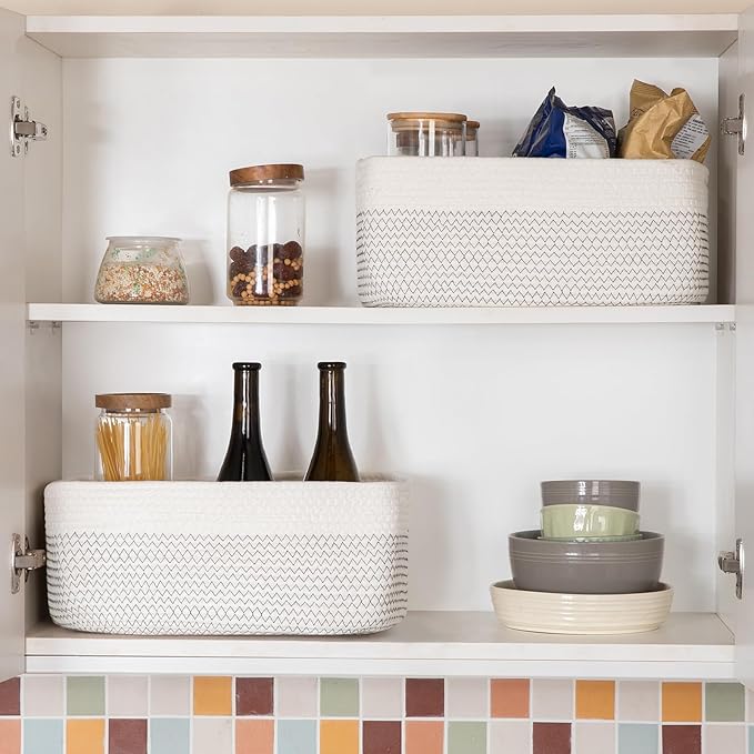 OIASKET Storage Baskets for Organizing 3 Pack, Woven Baskets for Shelves, Closet Organizer Bins Empty Gift Basket Toy Storage