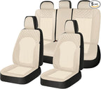 FLORICH Seat Covers Full Set Automotive Seat Covers Front and Rear Car Seat Cover Leather Air Mesh Seat Cushion 5 Seats Airba
