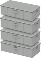 Under Bed Storage Bins, Closet Containers Organizers, Foldable Basket with Zippered, for Blankets, Clothes, Comforters, 4 Pac
