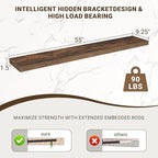 55 Inch Floating Shelves, 55"x9.25"x1.5" Inch Deep Floating Shelves for Wall, Wooden Shelves for Bathroom, Bedroom, Living Ro