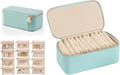 VLANDO Travel Jewelry Box Organizer – Portable PU Leather Jewelry Case with 6/8/12 Zippered Pouches, Compact Storage for Earr