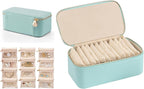 VLANDO Travel Jewelry Box Organizer – Portable PU Leather Jewelry Case with 6/8/12 Zippered Pouches, Compact Storage for Earr