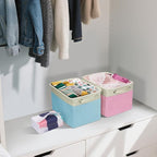 BALEINE 2 Pack Fabric Closet Storage Bins for Shelves, Linen Closet Organizers and Storage, Decorative Baskets for Organizing