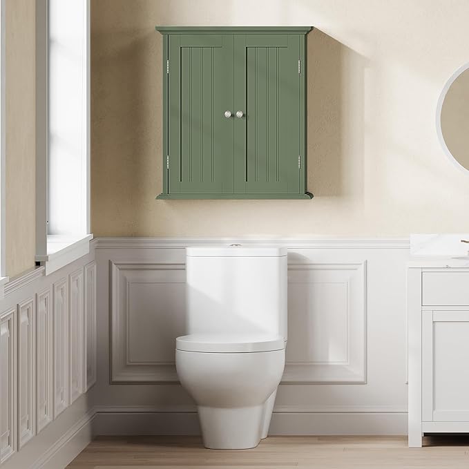 ChooChoo Bathroom Wall Cabinet, Over The Toilet Space Saver Storage Cabinet, Medicine Cabinet with 2 Door and Adjustable Shel