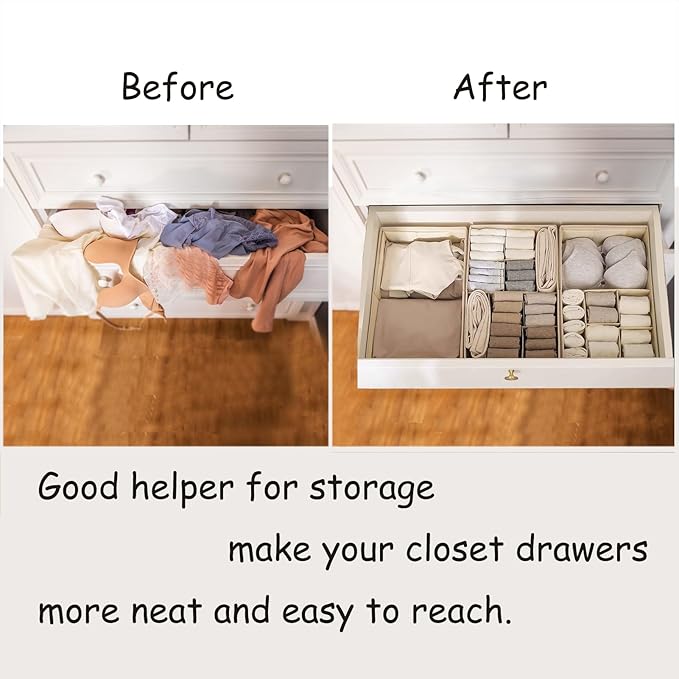Drawer Organizer Clothes, Adjustable Dividers and Can Change the Size of the Dividers According , Can be Used in the Bedroom,