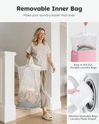 SOLEDI Laundry Hamper with Lid 100L Large & Tall Collapsible Laundry Basket, Clothes Hamper with Bag Removable Easy to Carry,