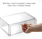 BINO | Clear Stackable Storage Drawers, Large | Clear Storage Drawers with Built-In Handles | Durable Plastic Organizer Drawe