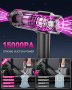EYYA Handheld Cordless Car Vacuum Cleaner, 4-in-1 Portable Mini Car Vacuum Cleaner, 15000PA High Power & Air Duster with LED 