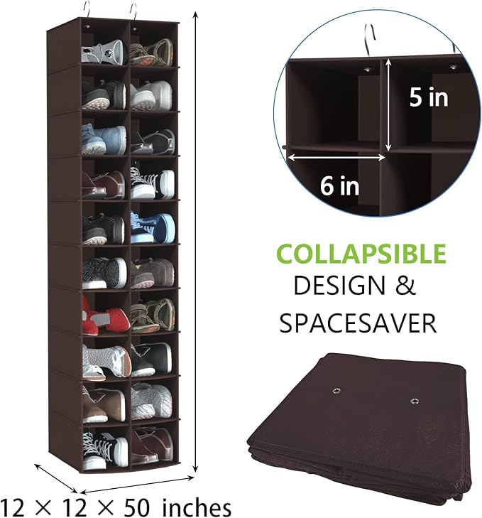 Libeder Hanging Shoe Organizer for Closet, Hanging Closet Organizers 20 Section Shoe Shelves, Space Saving Shoe Holder & Stor