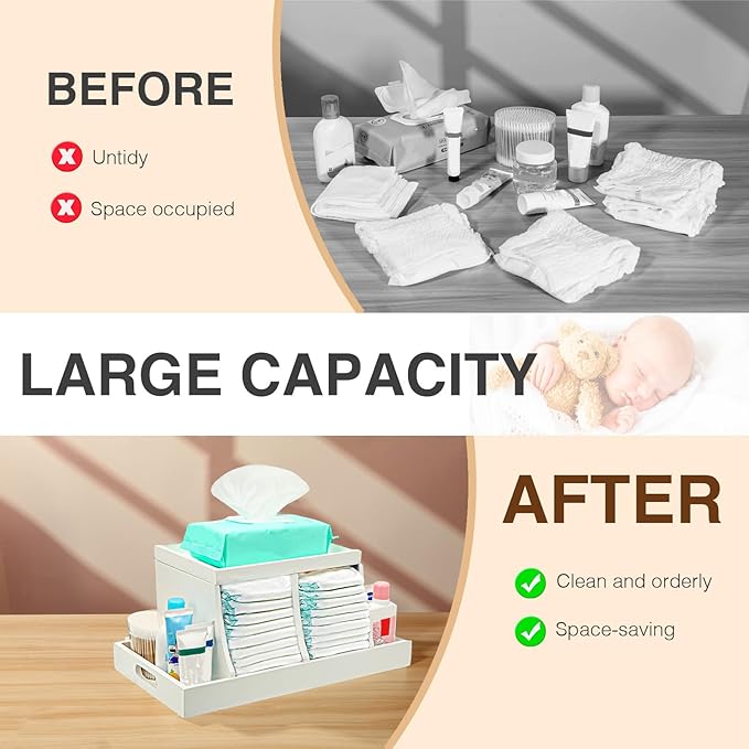 Three colors Diaper Organizer, Wooden Diaper Caddy Organizer, Changing Table Organizer, Diaper Storage Organizer, Nursery Bab