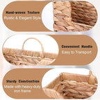 WLLHYF Woven Hanging Magazine Holder Water Hyacinth Storage Basket Wall Mounted Wicker Organizer Boho Modern Farmhouse Book R