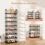 LANTEFUL Tall Shoe Rack 8 Tiers, 16-20 Pairs Shoe and Boots Organizer Storage Sturdy Shoe Shelf, Narrow Vertical Shoe Rack fo
