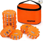 GP908 8 Pack LED Road Flares Emergency Roadside Lights Safety Flashing Warning Beacon Disc Warning Flare Kit with Hook Magnet