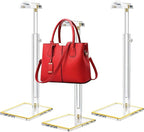 Acrylic Purse Stands for Display, 3 Pack 14" to 24" Adjustable Height Clear Purse Holder Stand, Counter Bags Hanging Organize