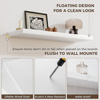 Fun Memories 12 Inch Deep Floating Shelves, 16 x 12 Wooden Wall Shelves, Extra Deeper & Thicker Rustic Wall Mounted Storage S