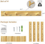 Forbena Natural Wood Coat Rack Wall Mount Set of 4, Wooden Wall Hooks for Bathroom Towels, Vertical Coat Hanger for Kids Room