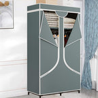 SORCEDAS Portable Wardrobe Closet Storage Organizer Metal Hanging Rack Non-Woven Fabric 34 Inch Grey