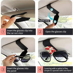 Sunglasses Holder for Car Visor, PU Leather Glasses Clip Organizer, Cute Magnetic Eyeglass Holder for Vehicle Sun Visor, Car Interior Accessory for Women & Men Red Poppy Flowers