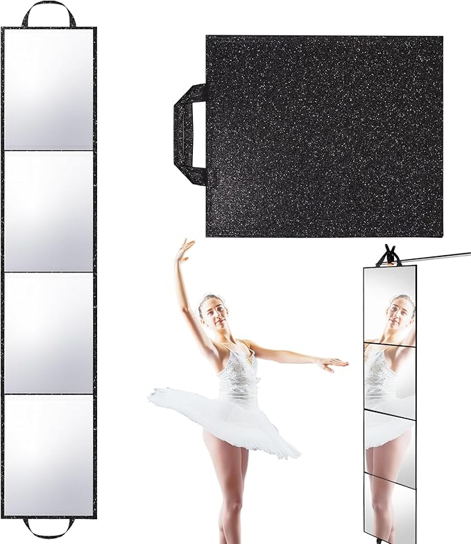 Foldable Full Length Mirror 2-in-1 Wall-Mounted or Tabletop Mirror, Portable Travel Mirror with Handle for Dance Home Bedroom