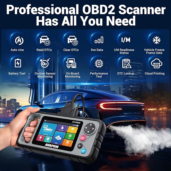 AVAPOW AV-D600 4 Systems OBD2 Scanner Engine/Transmission/SRS/ABS Diagnostic Tool, Oil Reset/EPB Reset/Battery Match, Car Code