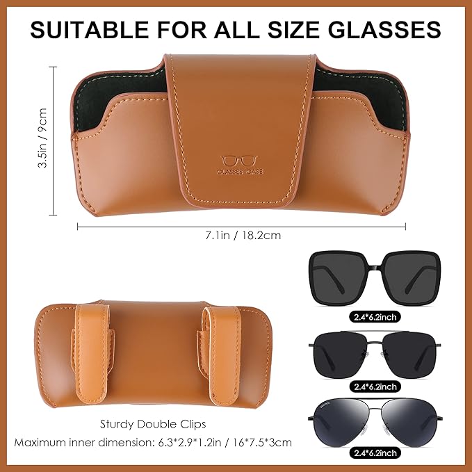 Car Sunglasses Holder for Car Visor Vegan Leather Auto Eyeglass Case with Clip Automotive Interior Visor Accessories
