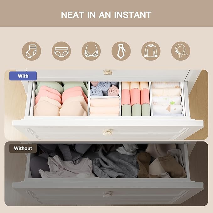 Criusia Drawer Organizer Clothes, 10 Pack Dresser Organizer for Baby Clothes, Underwear, Sock- Foldable Closet Organization a