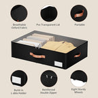 Underbed Storage With Wheels,Large Capacity 7.5 inches Height Storage Bins,Rolling Underbed Shoe Storage Containers,dorm Stor