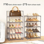 10 Tiers Tall Shoe Rack Narrow 20-24 Pairs Shoe Rack for Closet Entryway Vertical Metal Shoe Rack Organizer Shoe and Boots Or