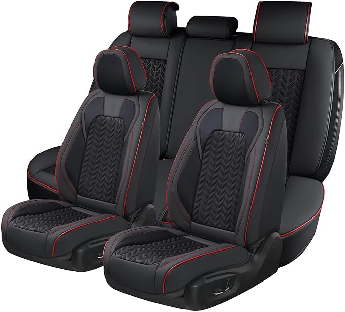Coverado Seat Covers Full Set, Seat Covers for Cars, Car Seat Covers Winter, Breathable Faux Leather Car Seat Protector Car S